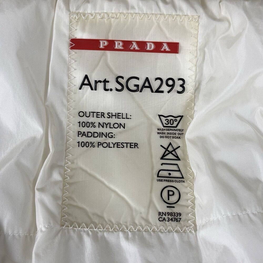 Vintage Archive Prada Sport Ivory White Puffer Jacket w/ Hood Mens Large SGA293 - Picture 9 of 16